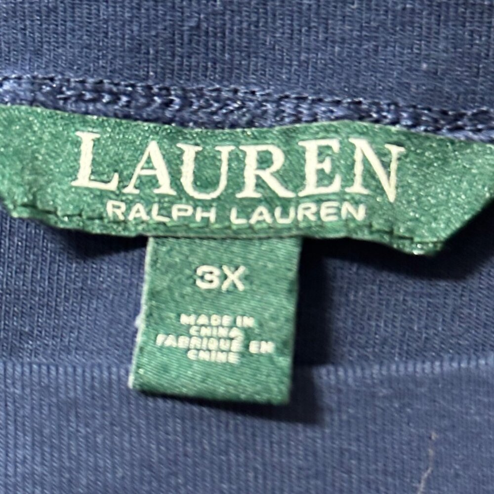 Lauren Ralph Lauren Navy Short Sleeve Boat Neck 3X Top Old Money Academia Preppy - Picture 3 of 8